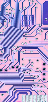 This live wallpaper showcases a close-up of a printed circuit board featuring bright cyberpunk colors and intricate patterns