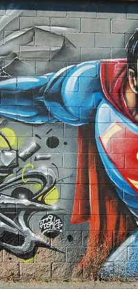 This live wallpaper features a vibrant Superman mural on a building, complete with stunning graffiti art that will capture your attention