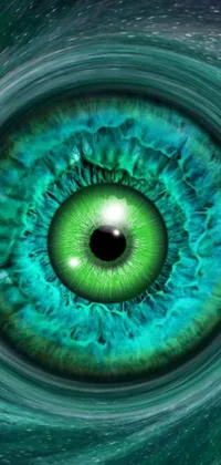 Get lost in the mesmerizing depths of a green eye with this close-up phone live wallpaper