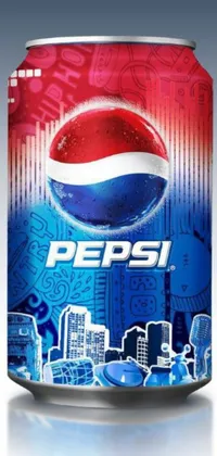 This live wallpaper features a vector art illustration of a can of Pepsi situated on top of a table