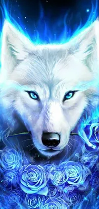 Looking for an awe-inspiring and captivating live wallpaper for your phone? Look no further! Introducing our ultra-realistic white wolf live wallpaper featuring blue flames and roses