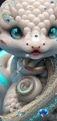 This stunning live wallpaper features a snake figurine, inspired by fantasy art