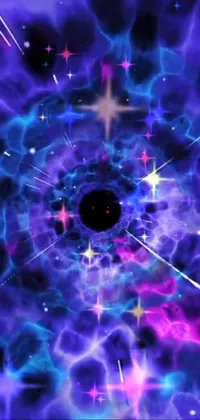 This phone live wallpaper is an impressive portrayal of a black hole amid a galaxy full of twinkling stars