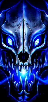 Looking for an edgy and eye-catching live wallpaper for your phone? Look no further than this demonic face with dragon-inspired blue armor