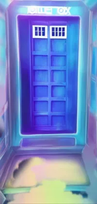 Looking for a stunning phone live wallpaper with an airbrushed painting of a doctor standing in a vaporwave colored doorway? This digital airbrush artwork offers an infinite time loop animation and a 4k resolution display