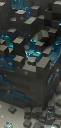 Transform your phone screen with this amazing <a href="/">live wallpaper</a> featuring a 3D cube with a hammer that appears to be built using Minecraft-style blocks