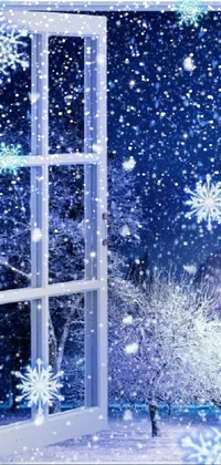 Blue Snow Window Live Wallpaper