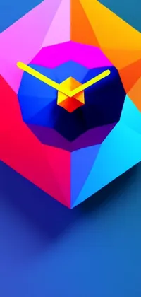 This phone live wallpaper boasts a colorful low poly rendered object set against a blue background