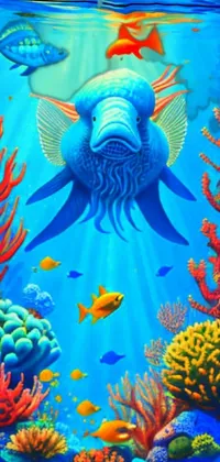 Blue Vertebrate Underwater Live Wallpaper