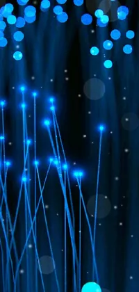 This stunning phone live wallpaper features a mesmerizing pattern of glowing lights, flickering blue lines, fiber-optics, and spears, creating a futuristic and technology-inspired design