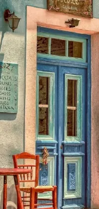 Blue Wood Door Live Wallpaper