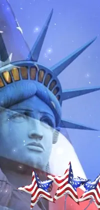 Embrace the patriotic energy with this stunning phone live wallpaper depicting the Statue of Liberty holding the American flag