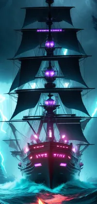 Boat Light Purple Live Wallpaper