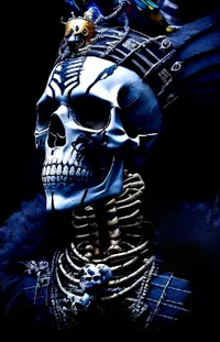 Bone Skull Electric Blue Live Wallpaper