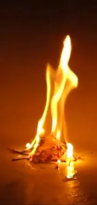 This phone live wallpaper showcases a captivating close-up of a burning flame on a table