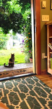 Bookcase Plant Cat Live Wallpaper