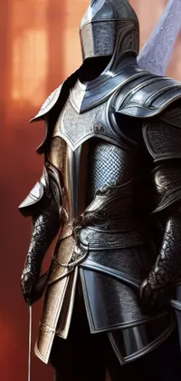 The knight statue phone live wallpaper is a beautiful and intricate depiction of a medieval warrior