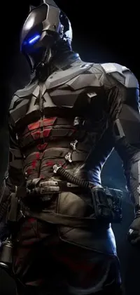 This live wallpaper features a striking image of a man dressed in a superhero costume, standing amidst a dark, cyberpunk-inspired environment