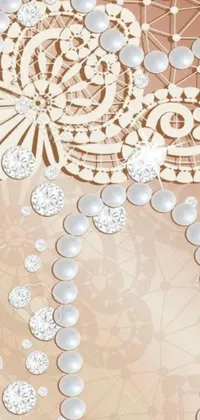 This phone live wallpaper showcases sparkling diamonds and pearls on a warm brown backdrop