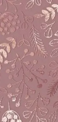 This stunning phone live wallpaper features a close-up of delicate flowers and leaves in warm tones, set against a gentle rose gold car paint background
