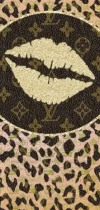 This phone live wallpaper boasts a chic leopard print rug with a vibrant pink kiss on it