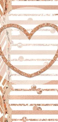 This stunning live wallpaper features a heart design and a striped background in a beautiful light tan color