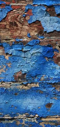 Presenting a unique phone live wallpaper with a close-up shot of a wooden surface with peeling paint