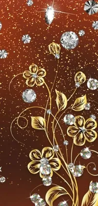 Brown Flower Gold Live Wallpaper