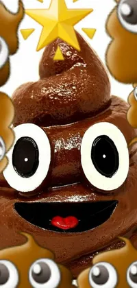 This lively and comical phone live wallpaper features a quirky pile of poop donning a star, complete with cheerful large eyes