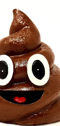Add a touch of humor to your phone screen with this comical live wallpaper! It features a goofy looking chocolate poop with googly eyes floating around on a simple white background