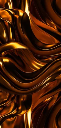 This Live wallpaper features a shiny surface with twisted shapes, draped in silky gold and chocolate hues