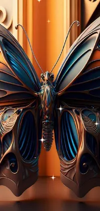 This stunning live phone wallpaper features a close-up of a butterfly, intricately detailed with vivid colors and delicate wings