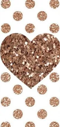 This live wallpaper showcases a stunning rose gold glitter heart set against a clean white background