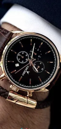 This live wallpaper portrays a close-up shot of a wristwatch, showcasing its intricate details