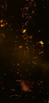 This phone live wallpaper features a captivating galaxy motif with a sprinkling of gold flakes and reddish magma veins