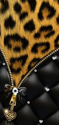 Get a fierce and chic look for your phone with this close-up of a leopard print purse live wallpaper! The digital rendering is in HD and includes black fur, gold accents, and zippers