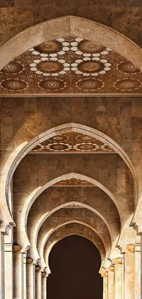 Enjoy the beauty of Islamic art with this phone live wallpaper featuring a stunning mosaic design with intricate arabesque patterns