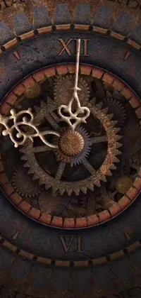 This phone live wallpaper features a captivating close-up of a clock with detailed roman numerals