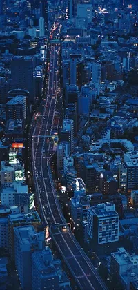 This stunning live wallpaper features a breathtaking aerial view of a vibrant city at night