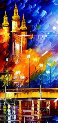 Immerse yourself in the captivating scenery of a city by the water with this stunning post-impressionism live wallpaper