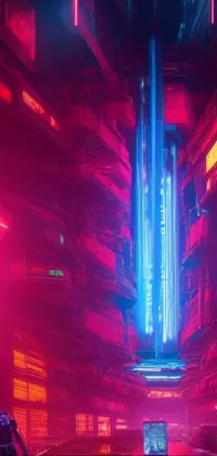 This futuristic live wallpaper features a stunning neon-lit cityscape at night, complete with a cyberpunk back alley, flying cars, and a futuristic valley