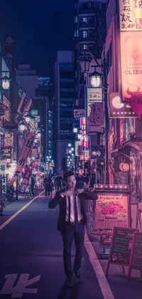 This city street night live wallpaper boasts a retro effect inspired by Tokyo's izakaya scene