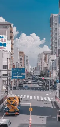 This colorful live wallpaper depicts a bustling street in Okinawa, Japan
