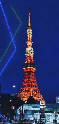 This phone live wallpaper showcases a breathtaking image of the Eiffel Tower illuminated at night