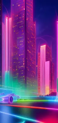 If you're looking for a dynamic and immersive live wallpaper for your phone, then look no further than this futuristic cityscape at night! Inspired by outrun color schemes, this wallpaper features neon lights and dynamic lines that pulse and glow in time with the electronic score