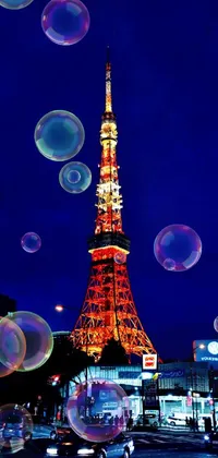 This Tokyo Tower live wallpaper captures the vibrant, night-time cityscape of Japan's capital