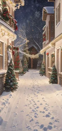 Building Snow Christmas Tree Live Wallpaper