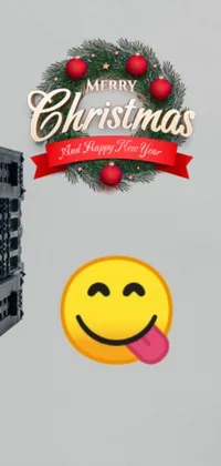 This lively live wallpaper for your phone features a cheerful smiley face complete with a festive Christmas tree backdrop
