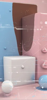 This stunning phone live wallpaper features a 3D rendered design of two boxes in soft blue and pink tints that create a visually dynamic composition
