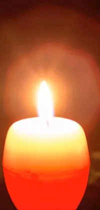 This phone live wallpaper features a mesmerizing scene with a lit candle and wine glass